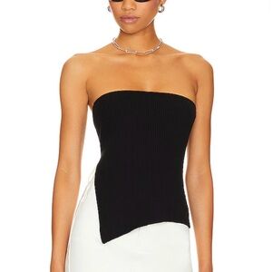 Black Strapless Ribbed Top